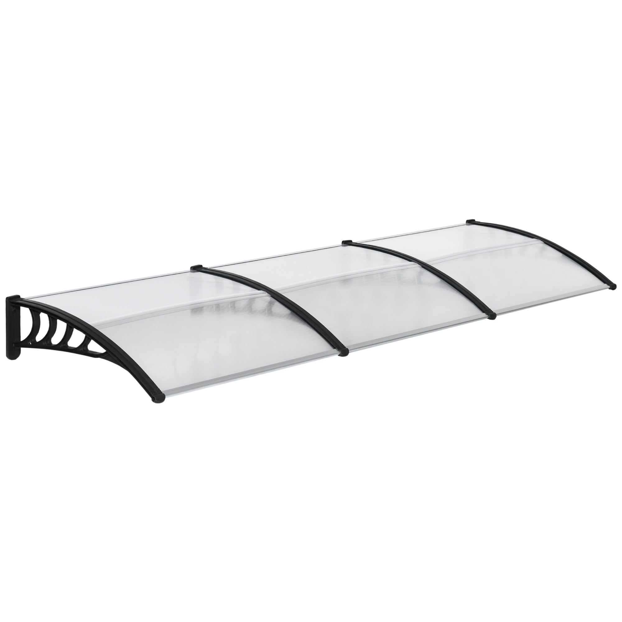 Tejadillo de protección para puertas outsunny 300x96x27cm transparente