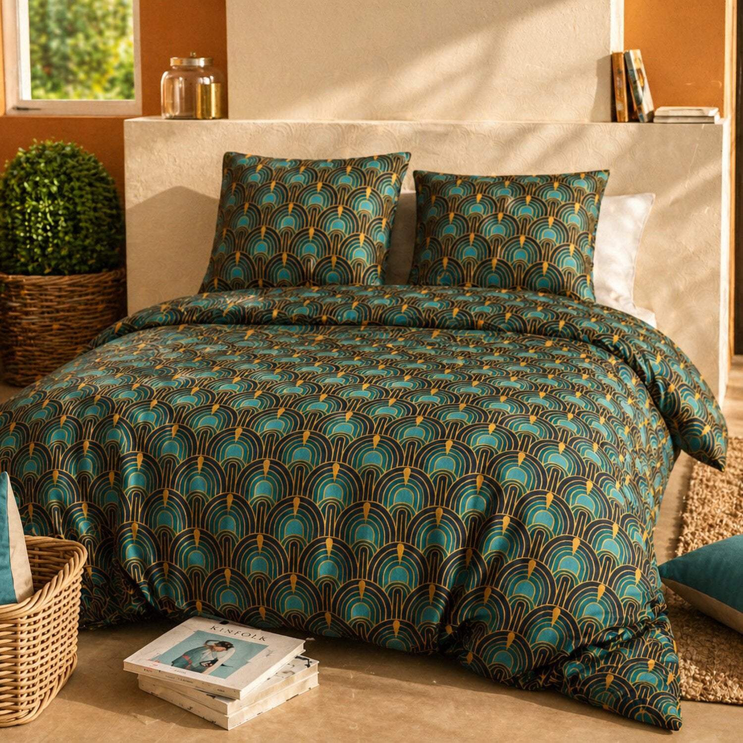 Parure housse de couette imprimée 220x240cm + 2 Taies 100% coton 57fils ROMANA - 3