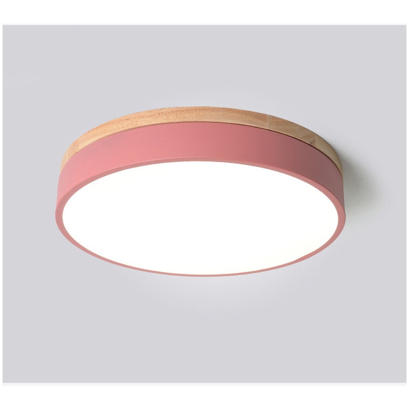 Plafoniera do przedpokoju, korytarza, nowoczesna kreatywna lampa sufitowa, okrągła plafoniera ściemnialna trójkolorowo 30CM24W, różowa