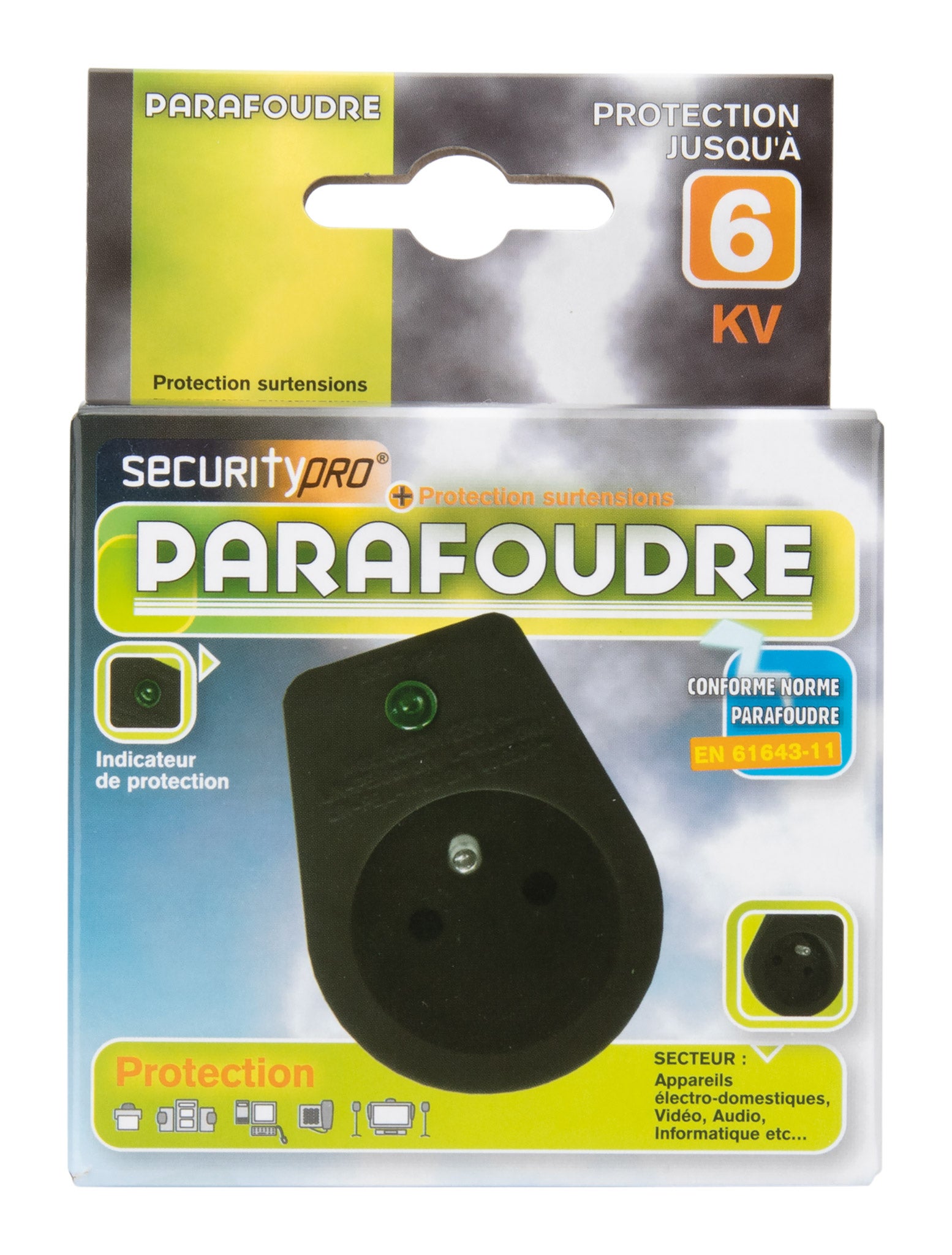 Parafoudre 1 prise simple - Noir - Zenitech - 5