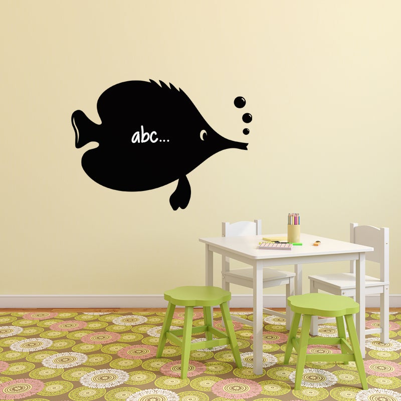 Sticker ardoise tableau noir - stickers muraux adhésif effaçable - CARICATURE POISSON - 30x40cm - 3