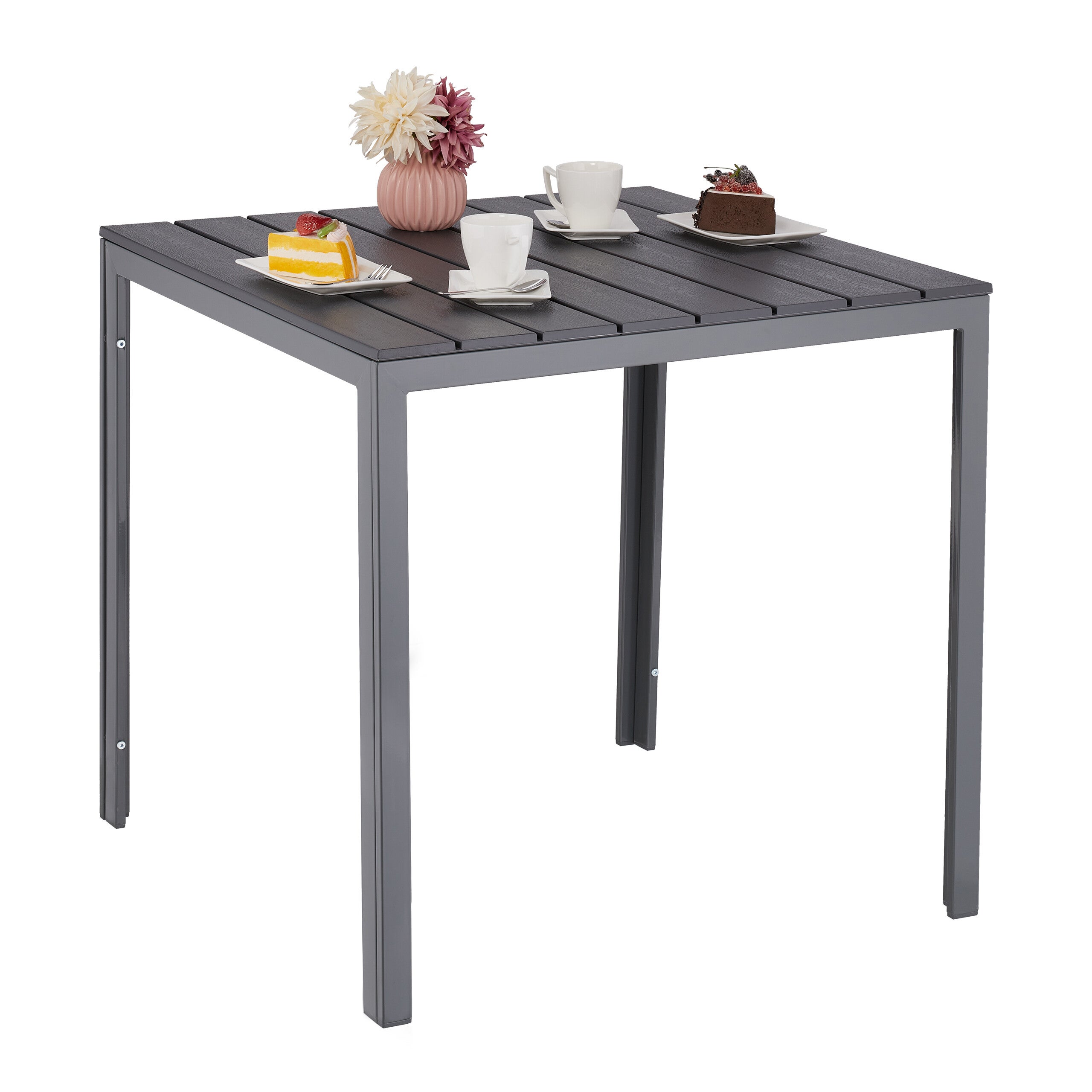 Relaxdays Table De Jardin Blanche Aspect Rotin 75x61x61 Cm - Table Carrée Balcon Terrasse