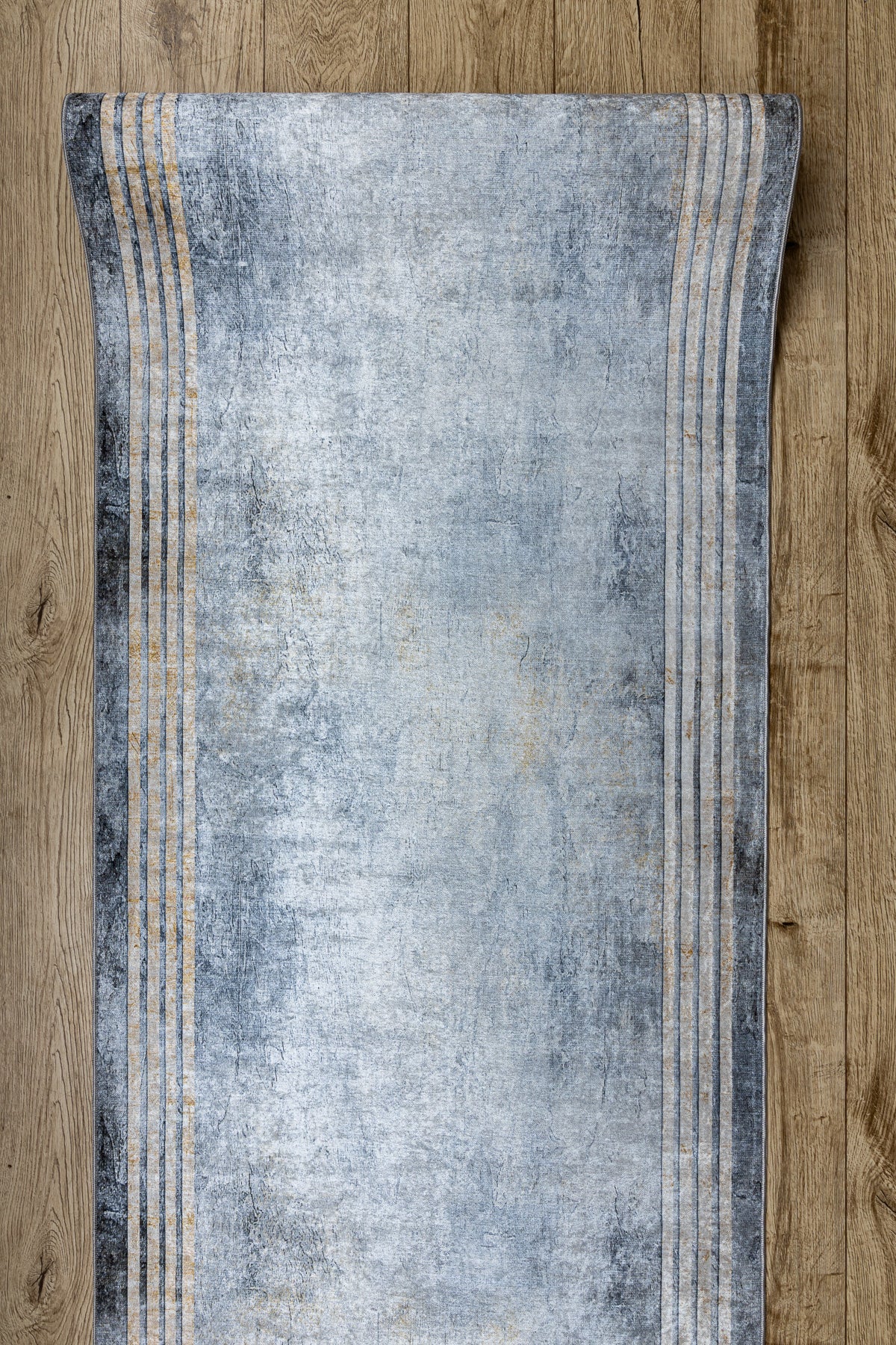 Alfombra de pasillo con refuerzo de goma LOTUS FRAMES 29870 Marco de piedra plata / oro lavable 80cm 80x590 cm - 5