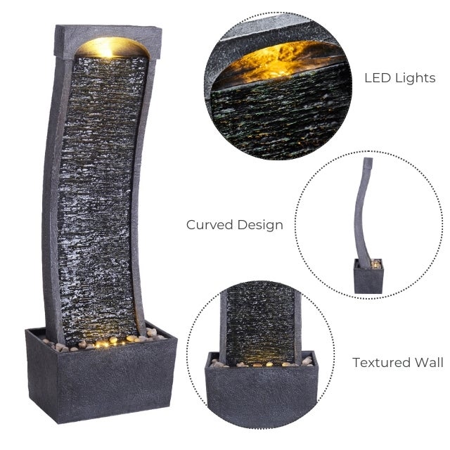 Fontaine de jardin cascade extérieure pompe LED intégrée, Noir TEAMSON HOME - 6