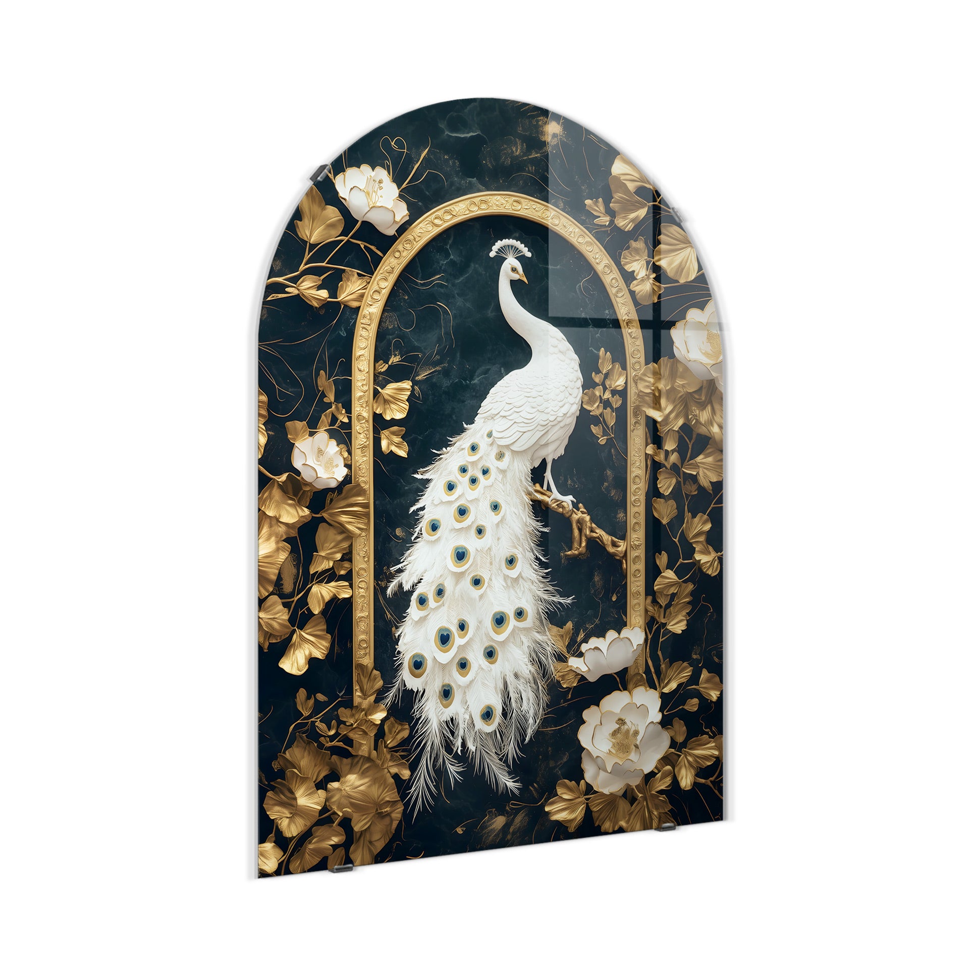 STYLER Tablou din sticlă Glasspik păun 70 x 100 cm, decor modern de perete pentru living, dormitor, hol și birou