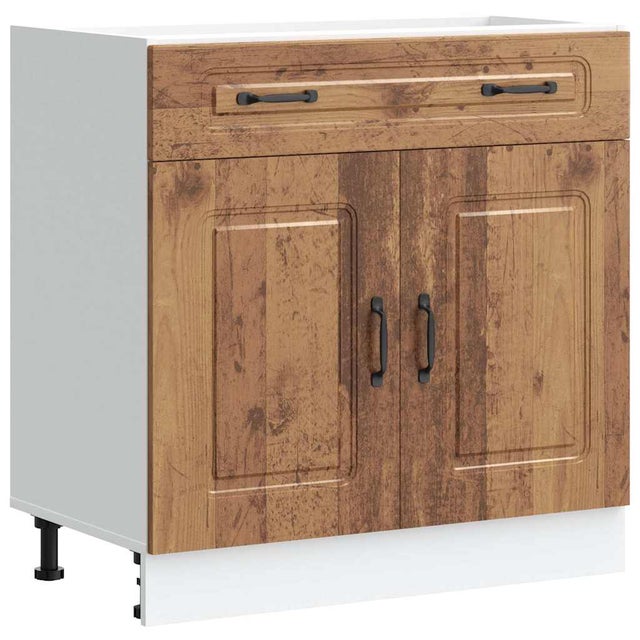 Armoire de cuisine | Meuble de cuisine Kalmar vieux bois bois d'ingénierie CFW169012