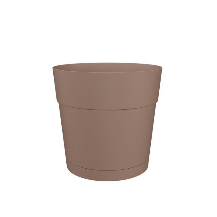 Pot à fleurs et plantes rond plastique - Réservoir d'eau - Ø 35 cm - Taupe - Artevasi - 3