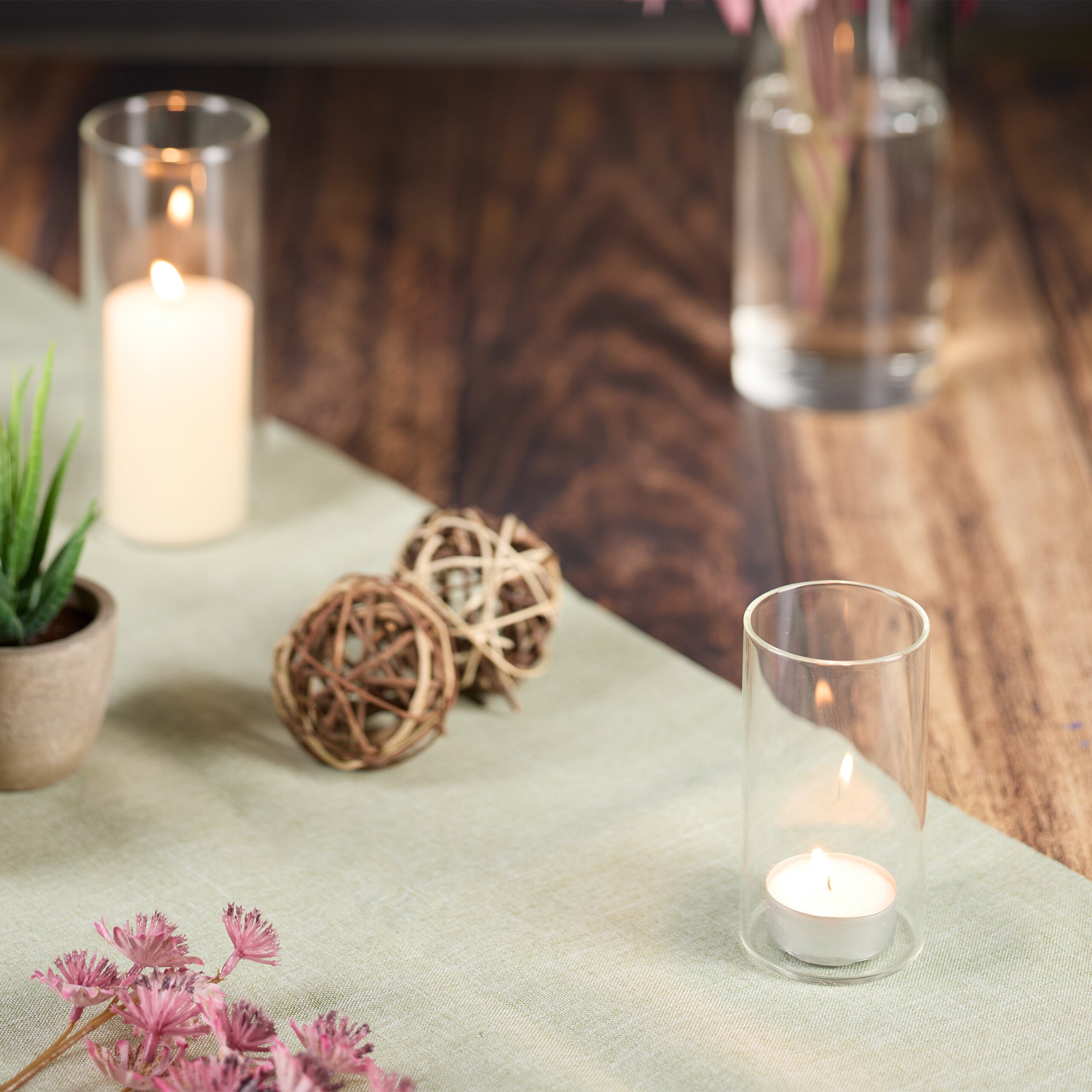 Conjunto de 4 vasos de vidro para flores e velas, 4 tamanhos: 10 x ø 5,5, 15 x ø 6,5, 20 x ø 8 e 25 x ø 9,5 cm, transparentes, Relaxdays - 3