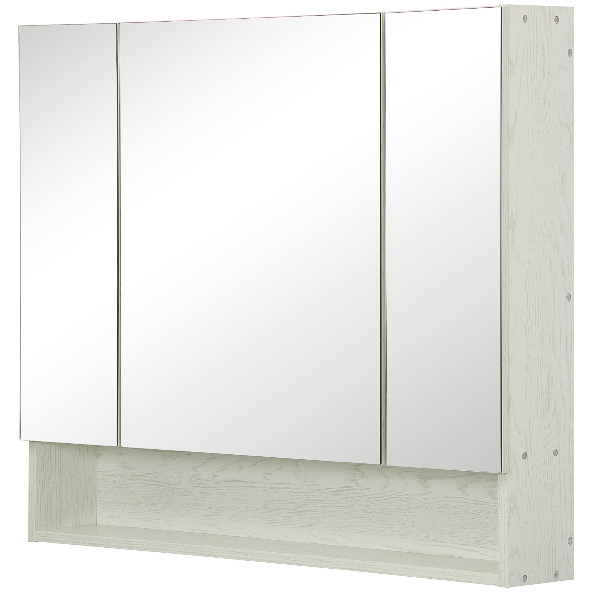 Armoire De Toilette Avec Miroir 3 Portes Lumineuses - Meuble Mural Bois Gain De Place