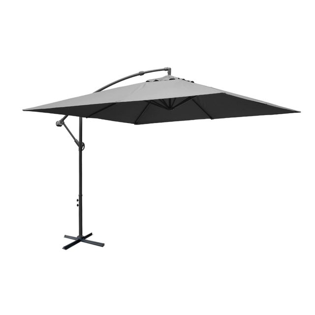 3x3m guarda-sol quadrado offset, Hardelot, Cinza, 300x295x250 cm