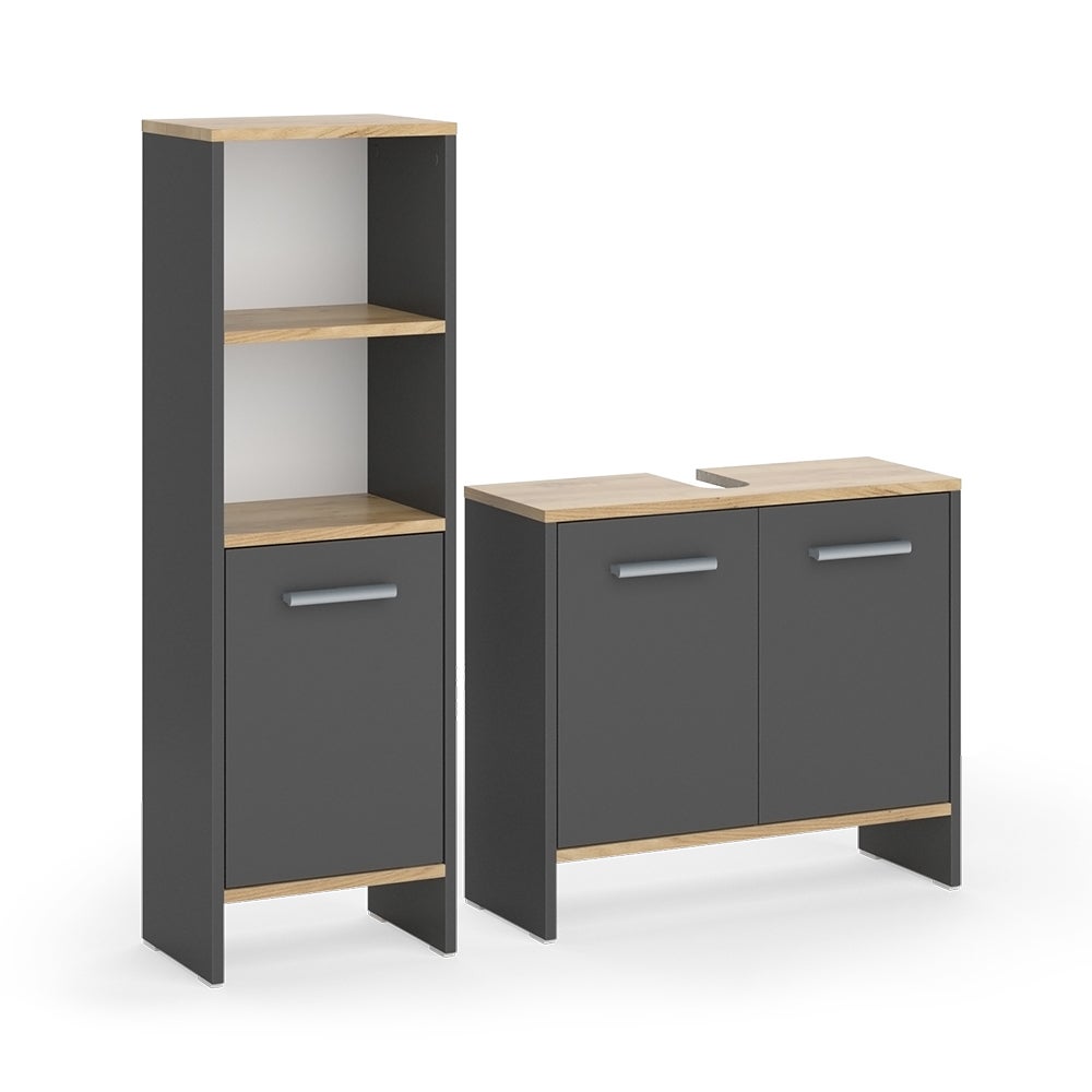 Vicco Zestaw mebli łazienkowych Karli, Antracyt/złoty dąb, 2 części