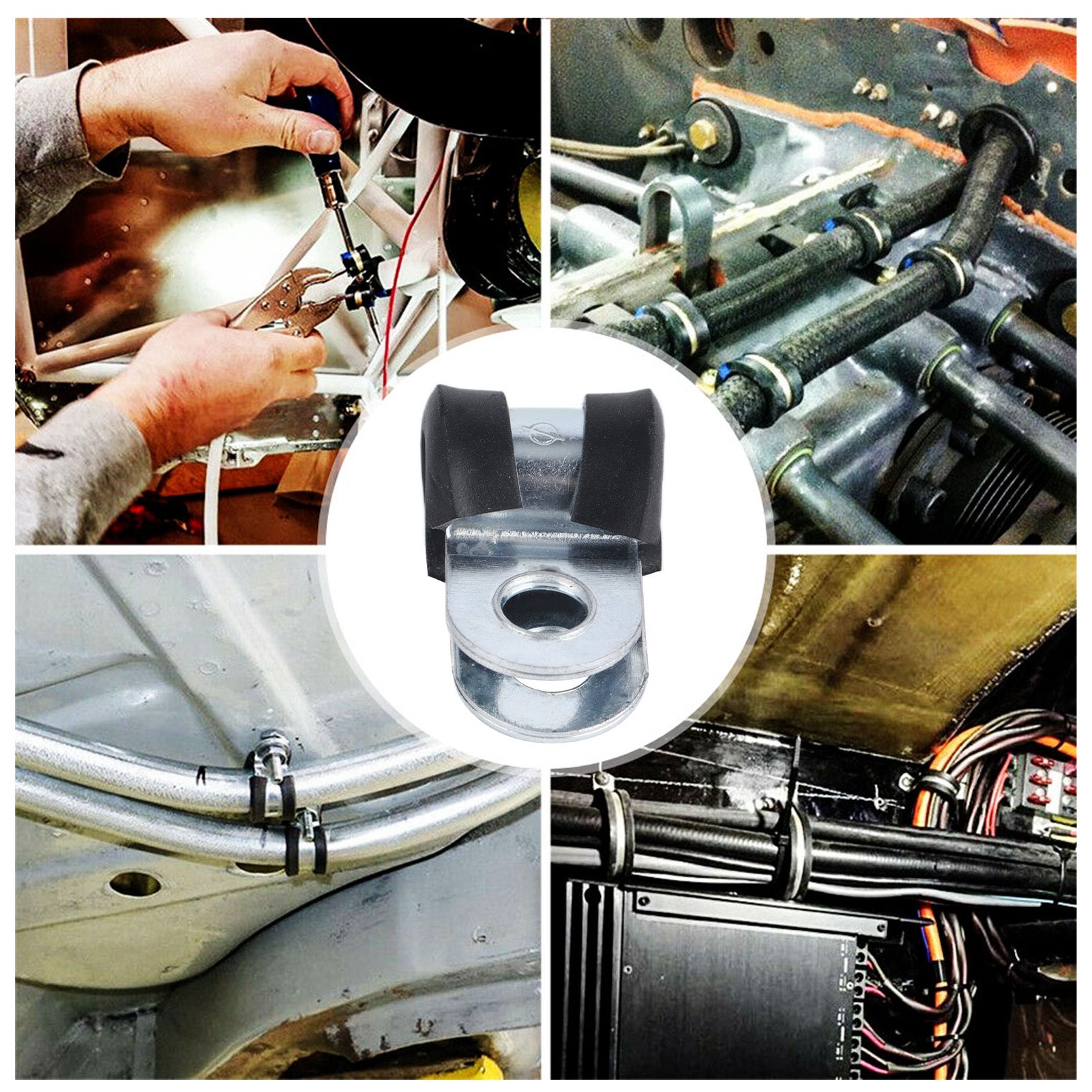 50 Morsetti Portacavi In Acciaio Inox 3/8 Pollice Con Gomma - Fascette Isolate Per Tubi E Fili Auto