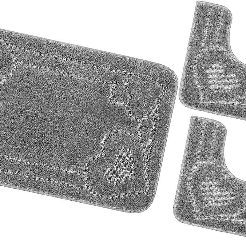 Zestaw 3 dywaników łazienkowych Antypoślizgowy Absorbent Kiery Jednolity Kolor Szary
