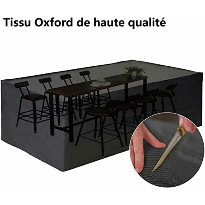 Housse Table de Jardin 150x90x(75-80)cm Noir 420D Tissu， Oxford Impermable Rsistance Anti-UV Bache Table ，De Jardin Housses de Protection - 5