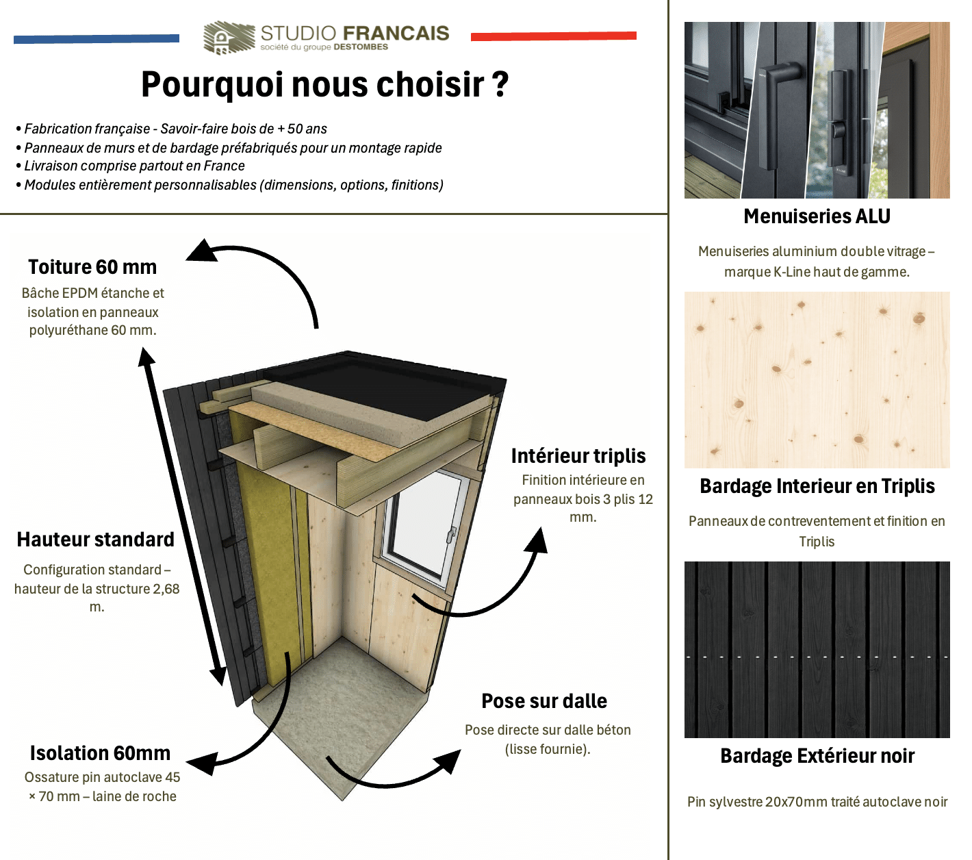Tiny house ossature bois en bois 4,4 x 3,5 x 2,7 m / menuiseries alu k-line - 3