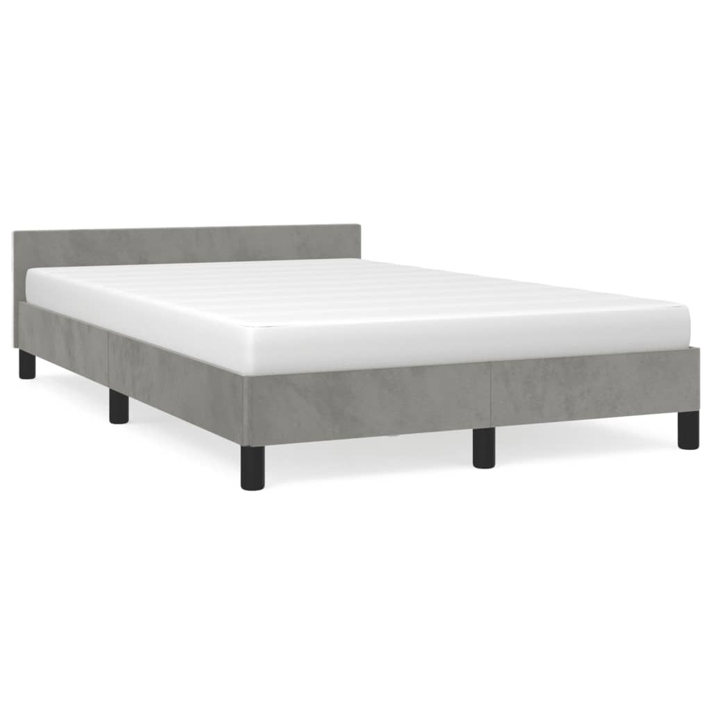 Cadre de lit sans matelas, en velours, gris clair, pour la chambre, 120 × 190 cm - 2