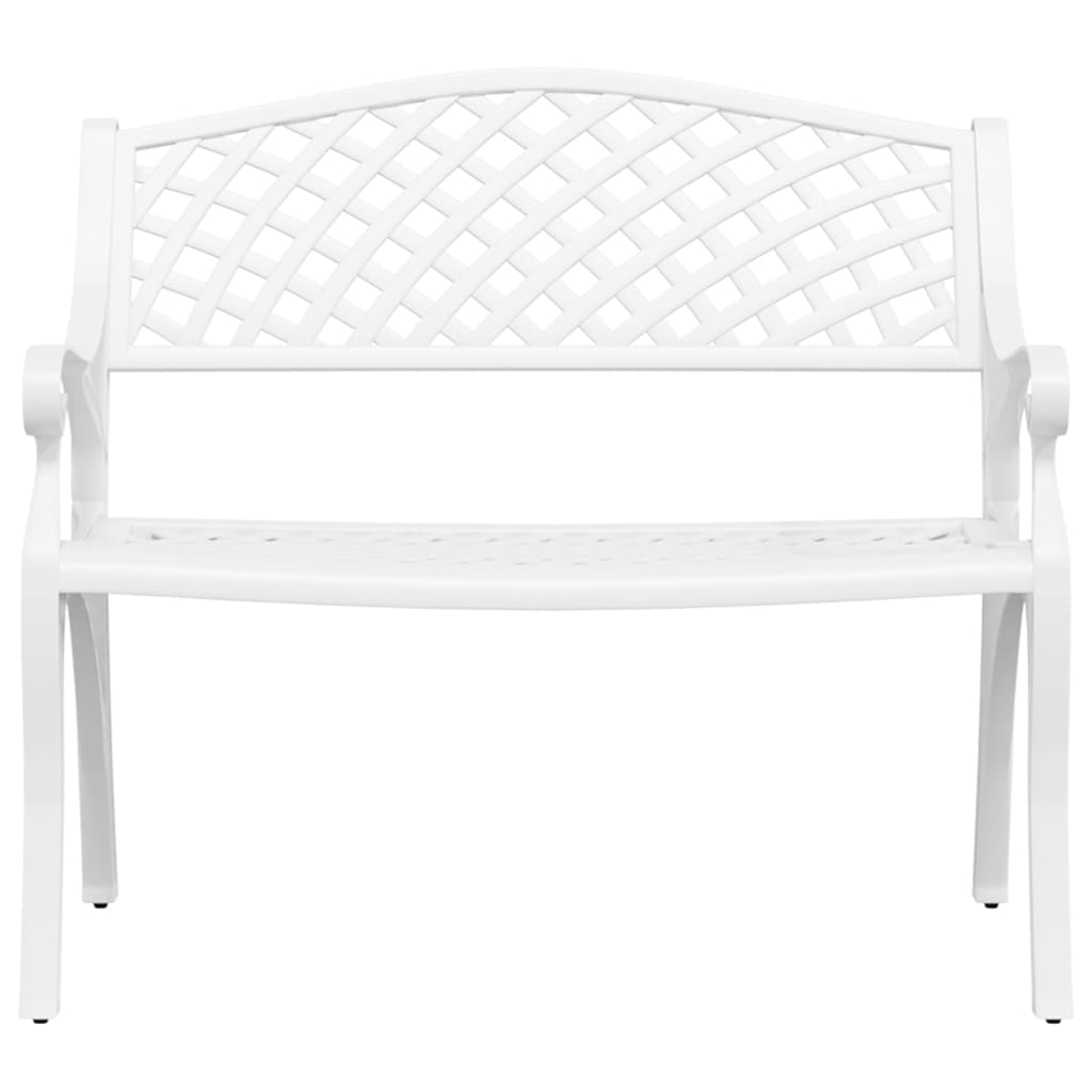 Panca da giardino mobili da giardino per esterni terrazza 102 x 50 x 83 cm alluminio pressofuso bianco 02 02_0011145 - 2