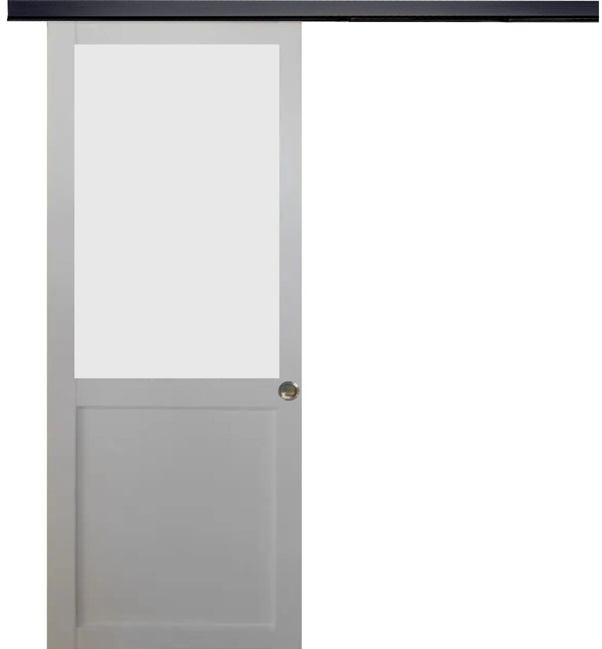 Puerta corredera blanca Athena H204 x L83 + riel de aluminio negro y 2 ...
