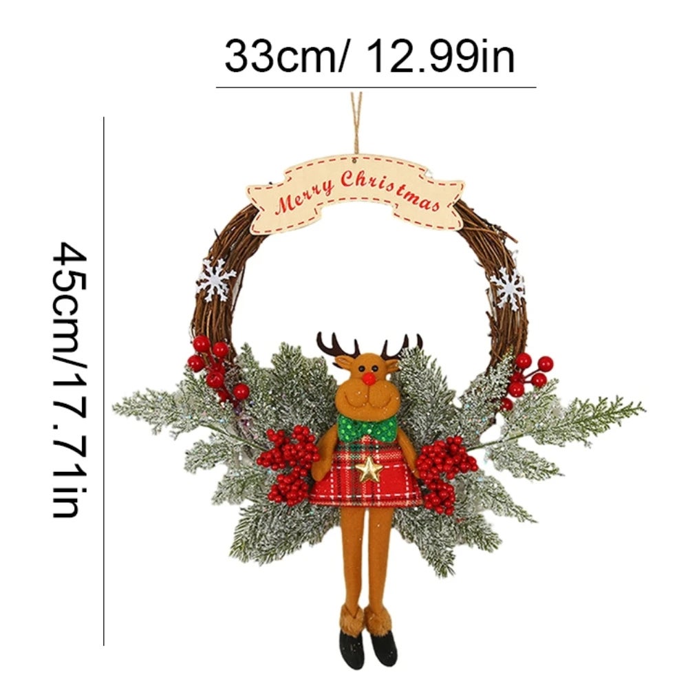 3 pacotes de decorações de guirlanda de natal, porta de boneca de natal pendurado ramos videira círculo guirlanda, ornamento de natal - 4