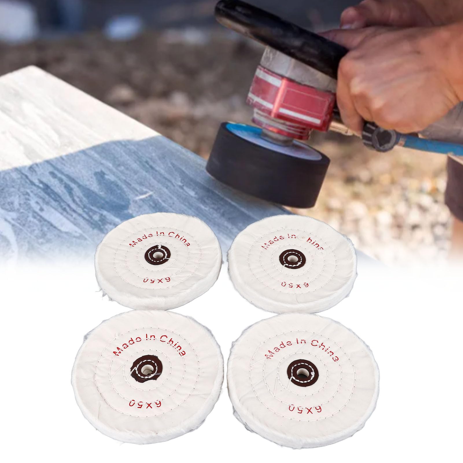 6 RUOTA LUCIDANTE Buffing Tessuto 1/2 Arbor Smerigliatrice