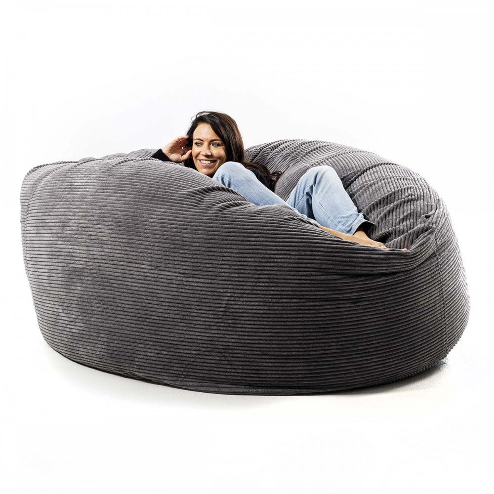 Pouf Géant Rond XXXL En velours ultra doux Gris, Intérieur pour Salon, Chambre, déhoussable - TiTAN - 4