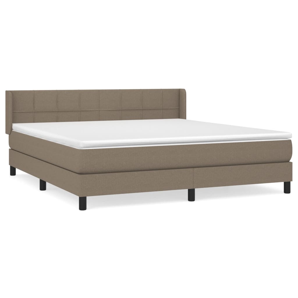 Sommier à lattes avec matelas taupe 160x200 cm en tissu - 2