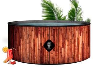 COCO Bain Piscine Ibiza - Piscine Hors Sol 180cm de diamètre - 1200Litres - Imitation Bois Véritable