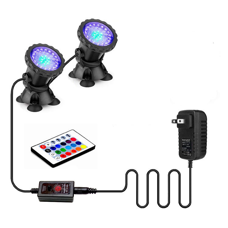 Oświetlenie basenu - Wodoodporny, zanurzalny reflektor LED z regulacją RGB, IP68, do ogrodu i basenu, model z jednym lub dwoma pilotami zdalnego ster