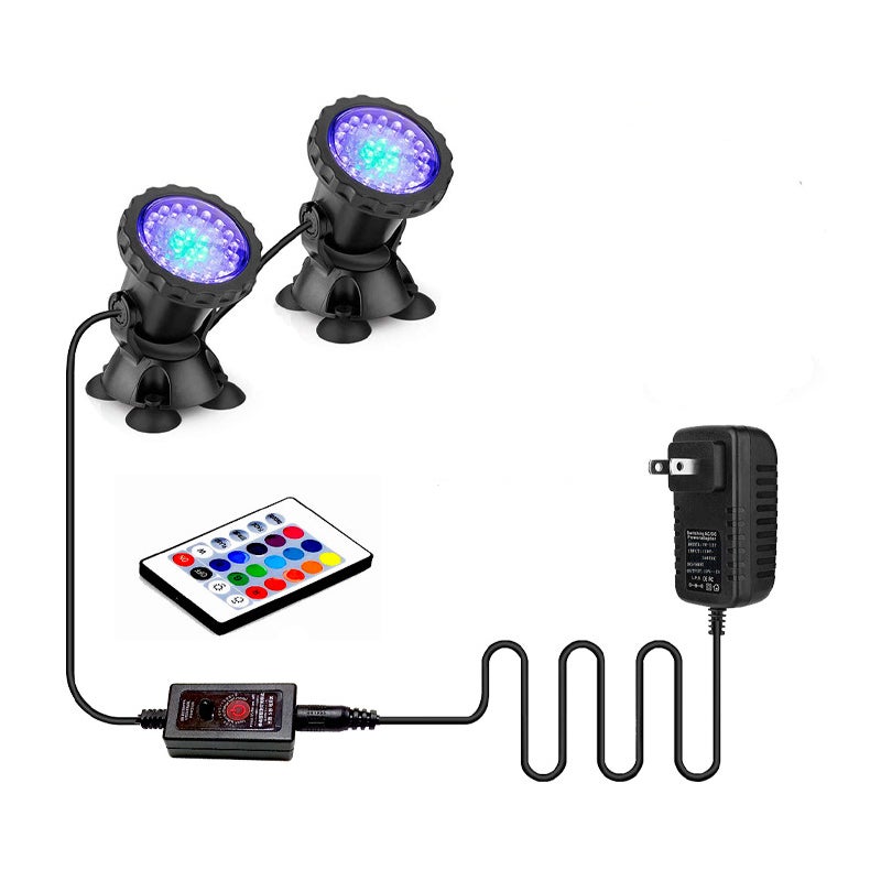 Oświetlenie basenu - Wodoodporny, zanurzalny reflektor LED z regulacją RGB, IP68, do ogrodu i basenu, model z jednym lub dwoma pilotami zdalnego ster