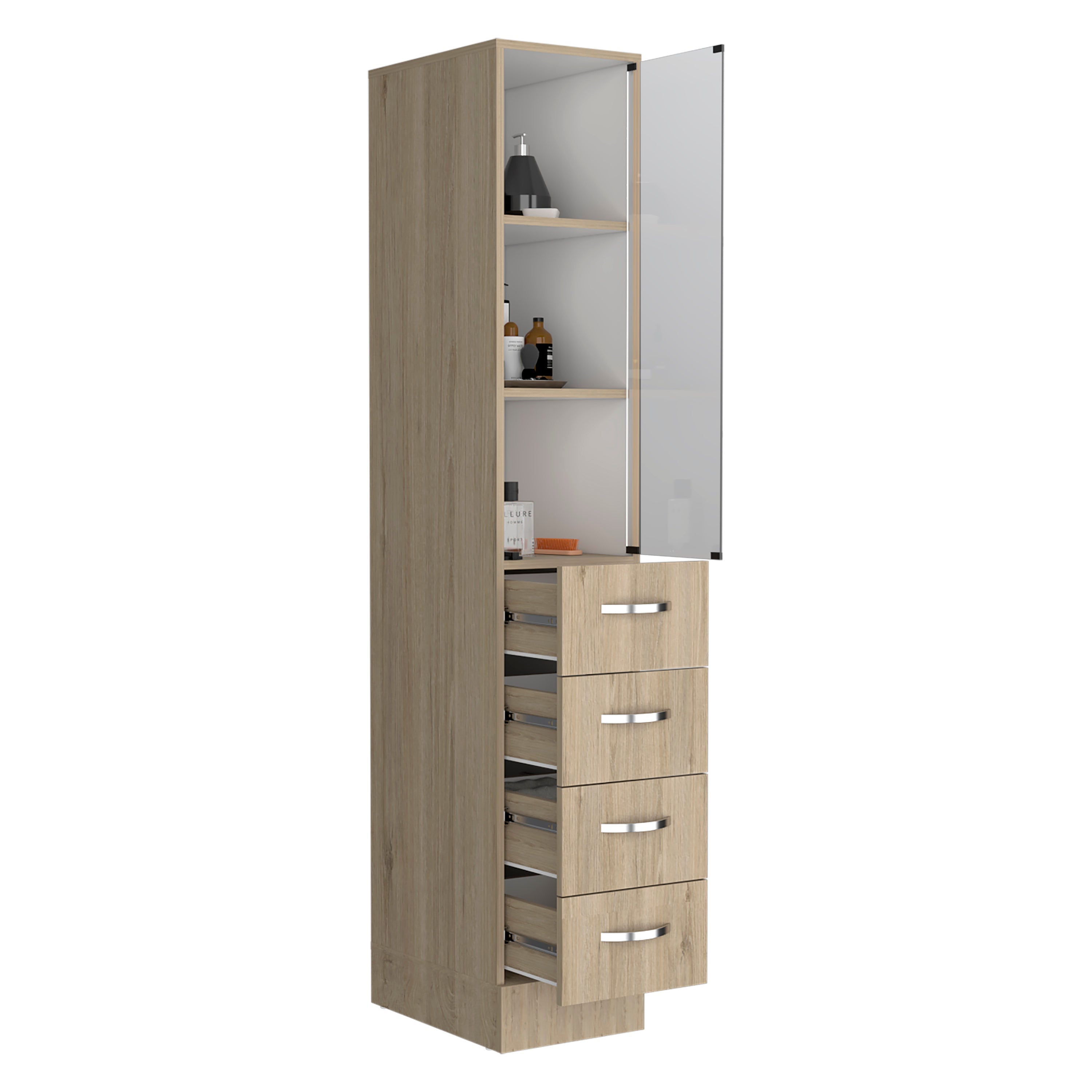 Vanguard Salle de bain Closet. Avec trois larges tiroirs. 17,56 cm P x 30,4 cm L x 173,45 cm A. Rovere / White - 4