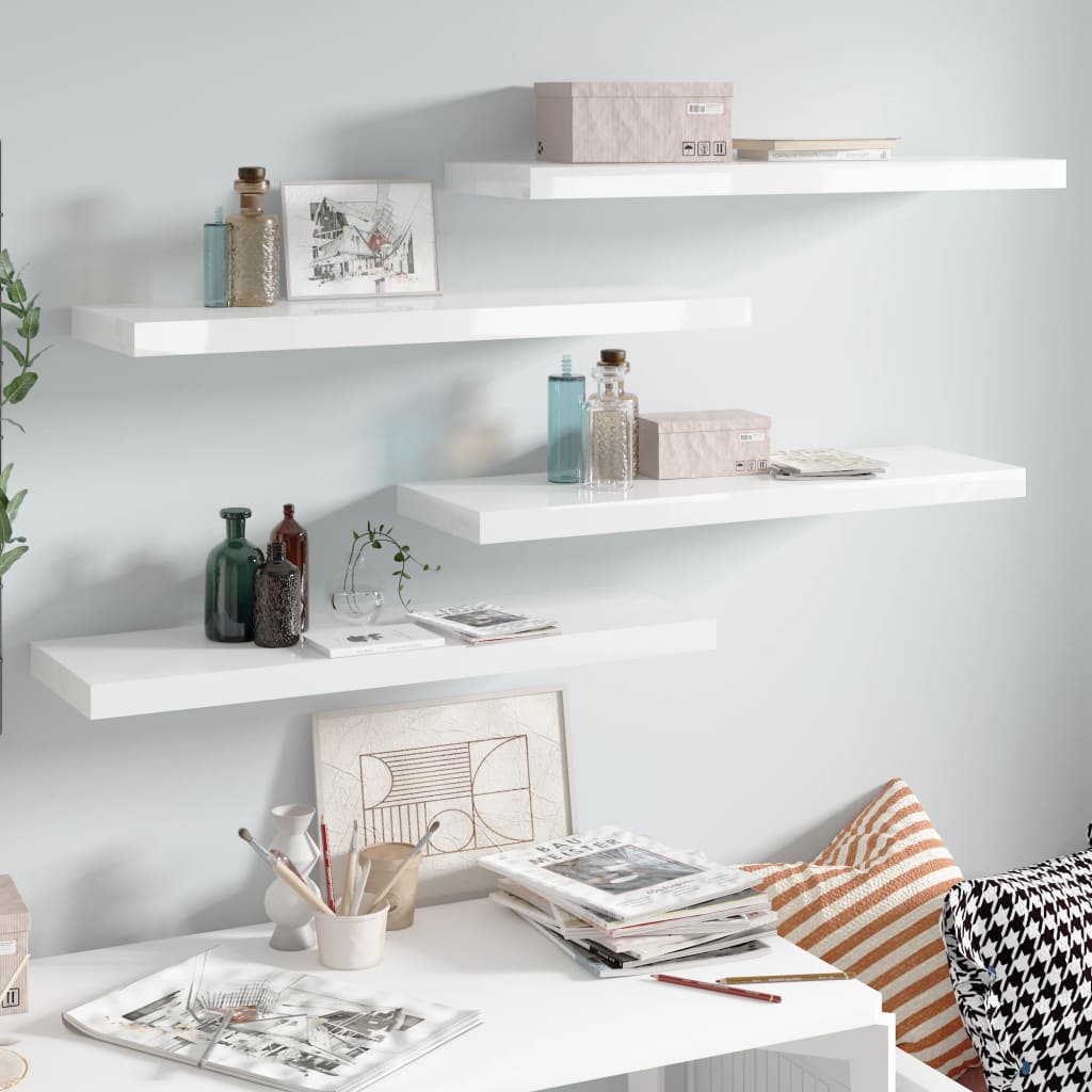 Étagère Murale Flottante Design Béton Gris 90x23,5x3,8 Cm - MDF, Système Invisible, Charge 10 Kg