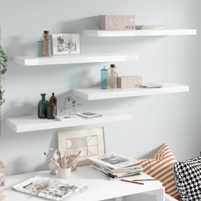 Étagère Murale Flottante Design Béton Gris 90x23,5x3,8 Cm - MDF, Système Invisible, Charge 10 Kg