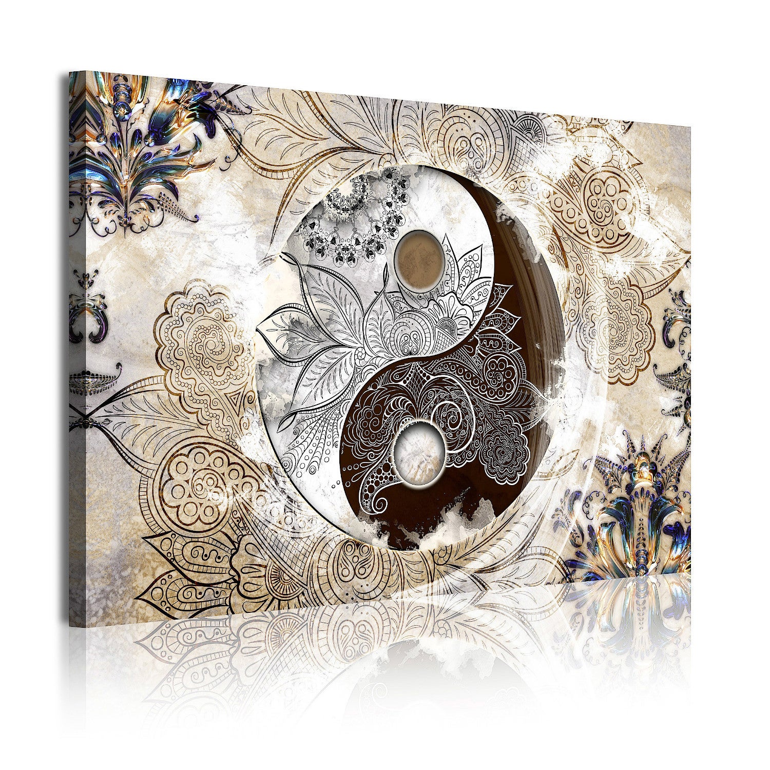 Tableau Sur Toile Yin Yang Moderne – Symbole Équilibre & Harmonie – Décoration Murale 50x70 Cm Sans Cadre – Style Zen & Contemporain