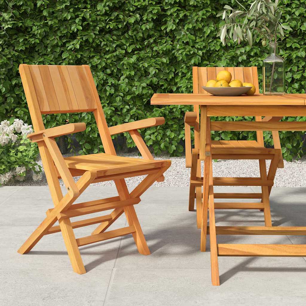 Chaises de pliantes lot de 2 55x61x90cm bois massif teck | Leroy Merlin