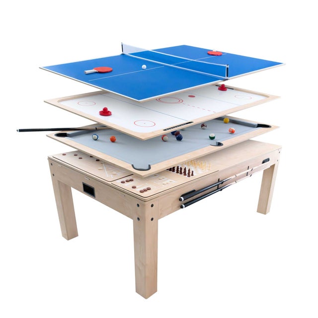 Mesa Multijogos 7 em 1 | Bilhar, Pingue-pongue, Air Hockey, Xadrez, Gamão e Jantar | Efeito Carvalho | Inclui Todos os