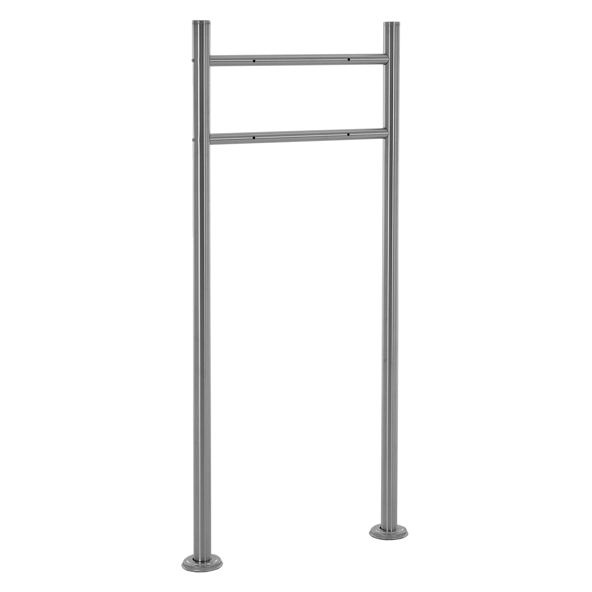 Stojak ML-Design na skrzynke na listy ze stali nierdzewnej w kolorze srebrnym metalik, o wysokosci 120 cm. Okragly, wolnostojacy, z przykrecanym