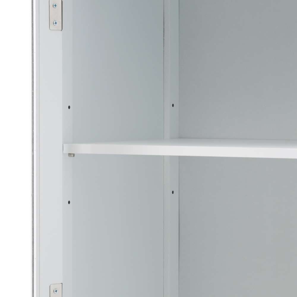 Armoire de salle de bain 45x36x160 cm avec portes vitrées, deux armoires et deux tiroirs, étagères réglables et fermeture magnétique - 8