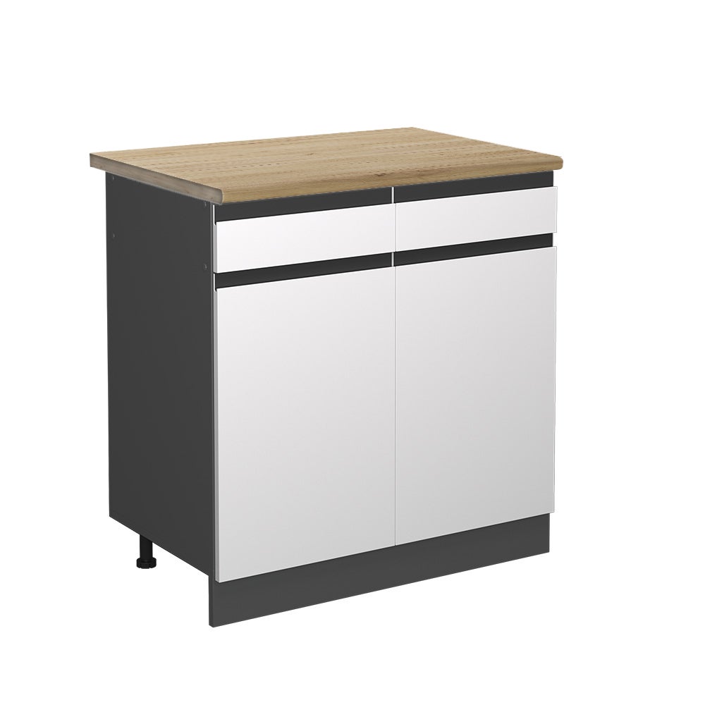 Vicco Szafka dolna do kuchni R-Line, Biały, 80 cm J-Shape, BP Dąb