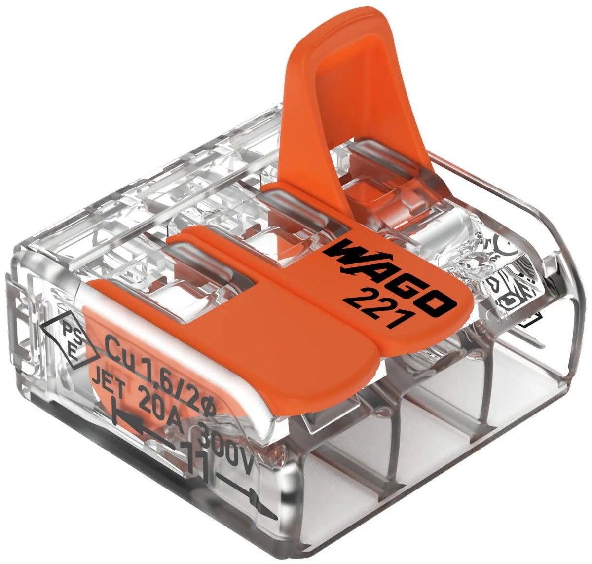 Borne WAGO 221 Mini 3x4mm² à leviers souple & rigide - WAGO - 50pcs - 221-413 - 2