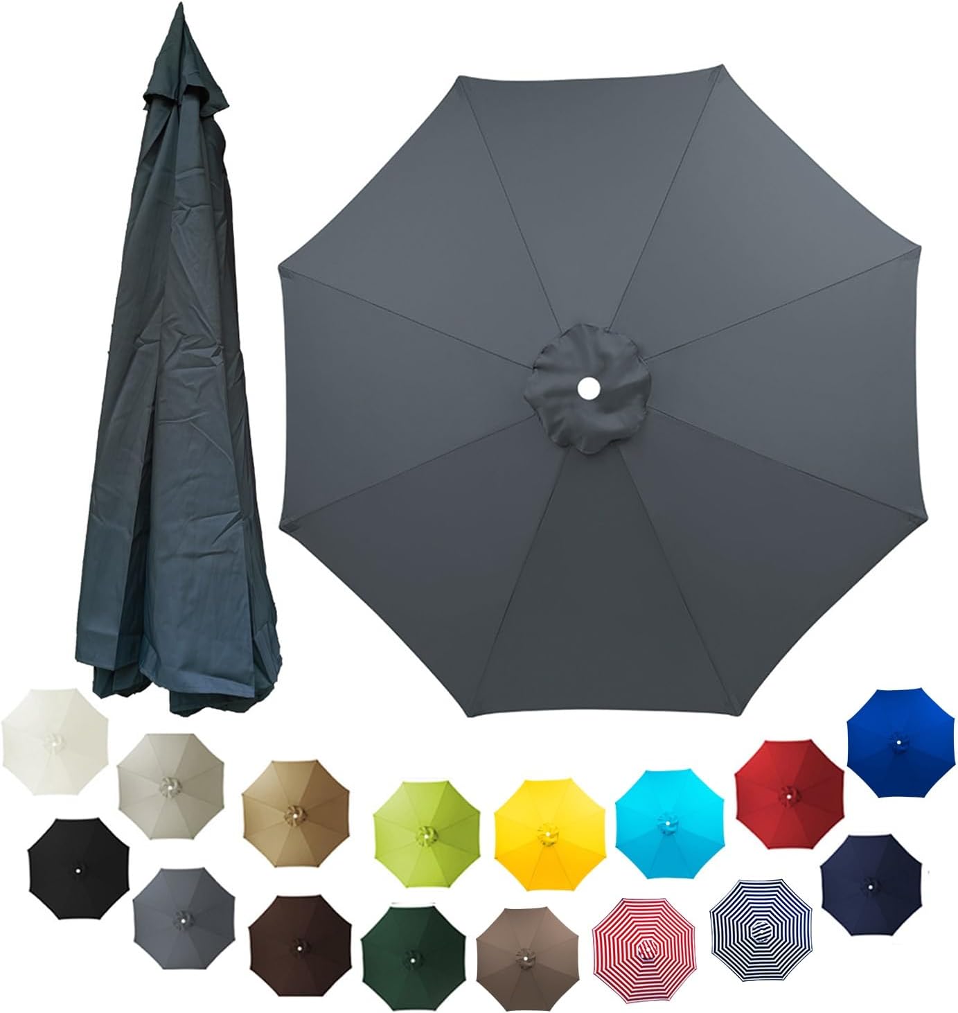 Zapasowa osłona parasola ogrodowego 6-żebrowego, tkanina poliestrowa (200 cm, szary)