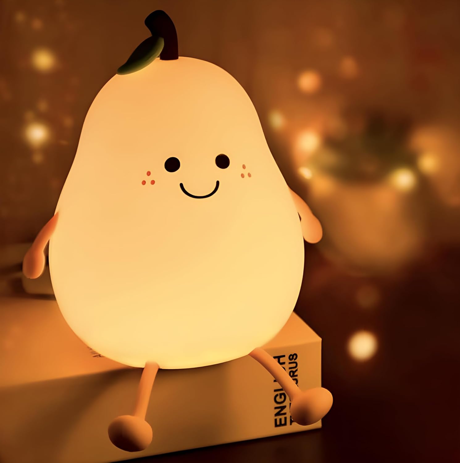 Lampka nocna LED w kształcie gruszki do pokoju dziecięcego – sterowanie dotykowe, ładowanie przez USB – lampka nocna, ciepłe białe światło i 7 kolorów
