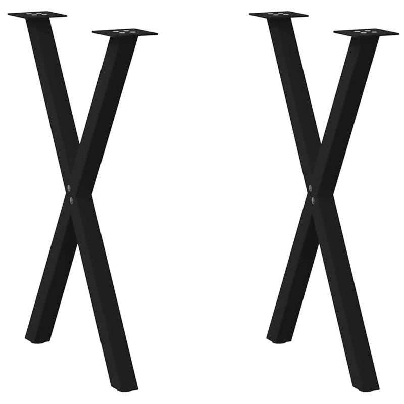 Nogi do stołu jadalnego w kształcie litery X 2 szt. Czarne 57x(72-73) cm Stal vidaXL