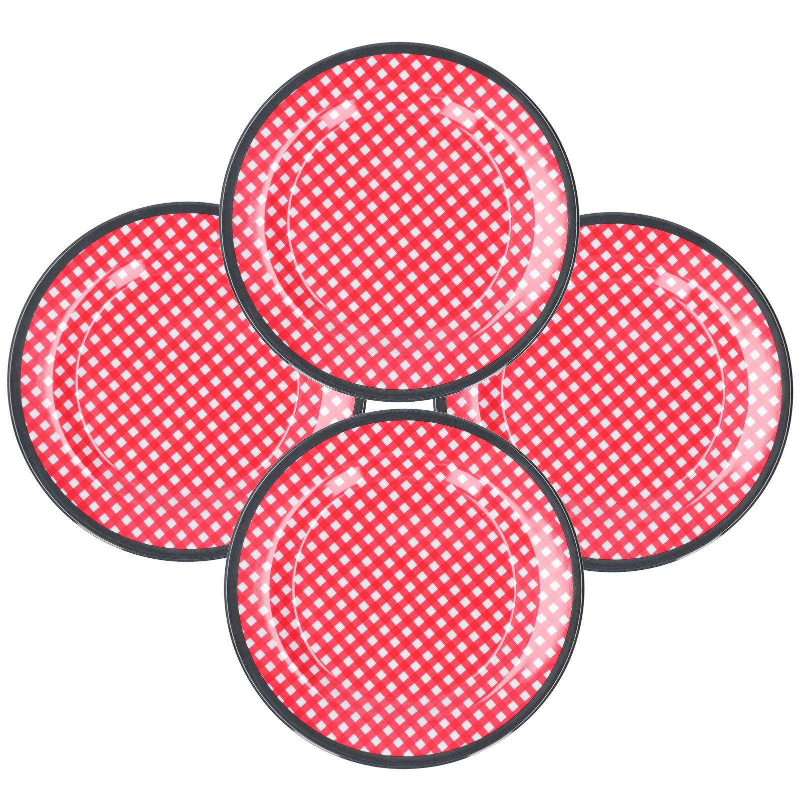 Lot de 4 assiettes à salade de 9 pouces avec grilles rouges, assiettes ...