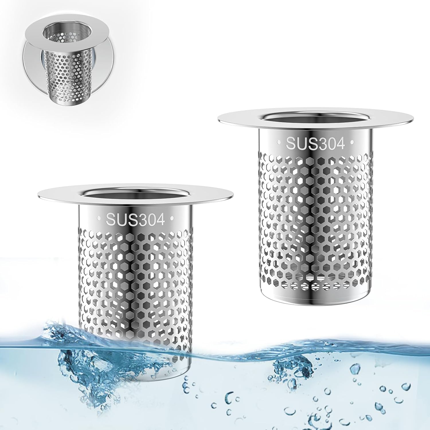 Filtre De Vidange Évier Salle De Bain - 1 Pièce Acier Inox, Amovible, Neuf