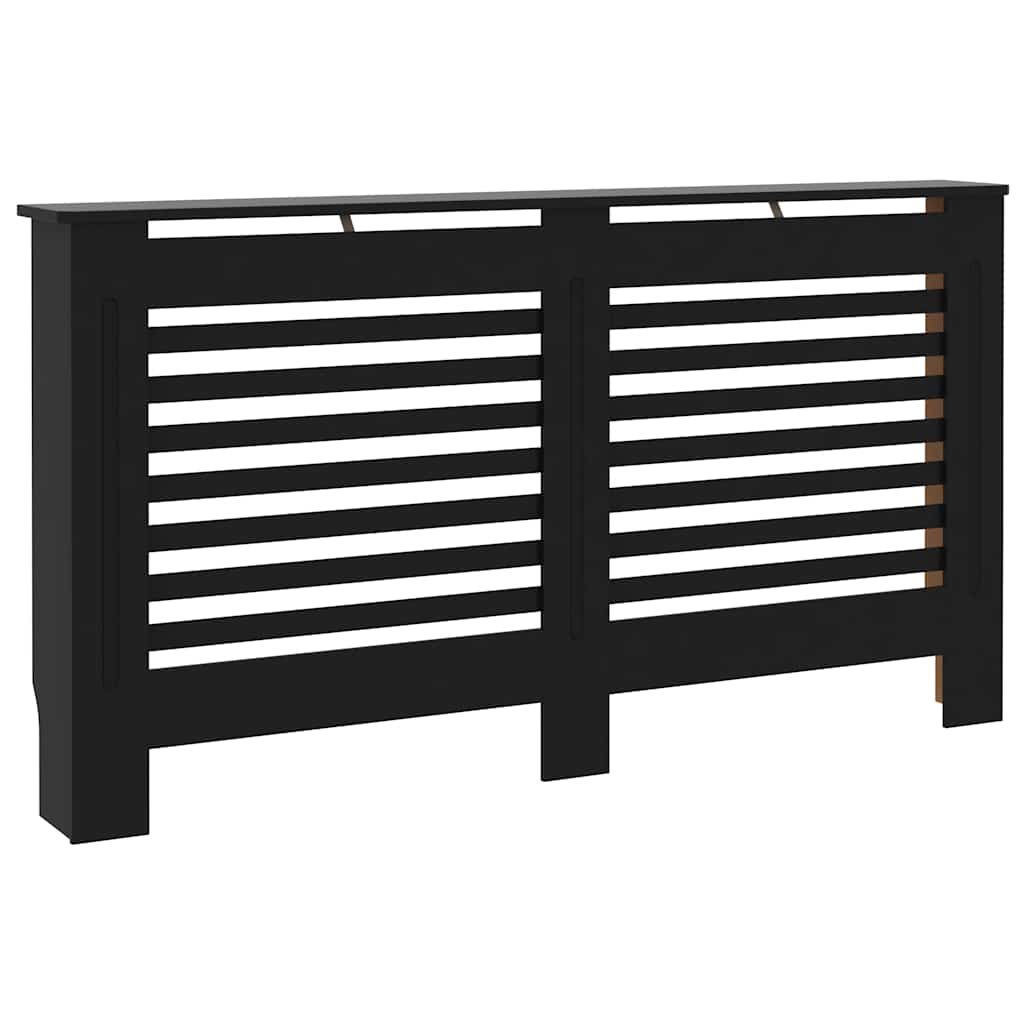 Cubierta de radiador de mdf negro 152x19x81,5 cm