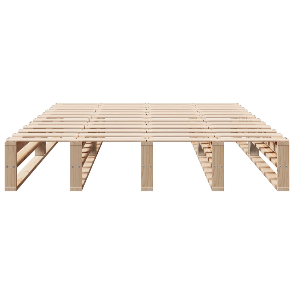 Cadre de lit sans matelas en bois de pin massif pour la chambre, 150 × 200 cm - 4