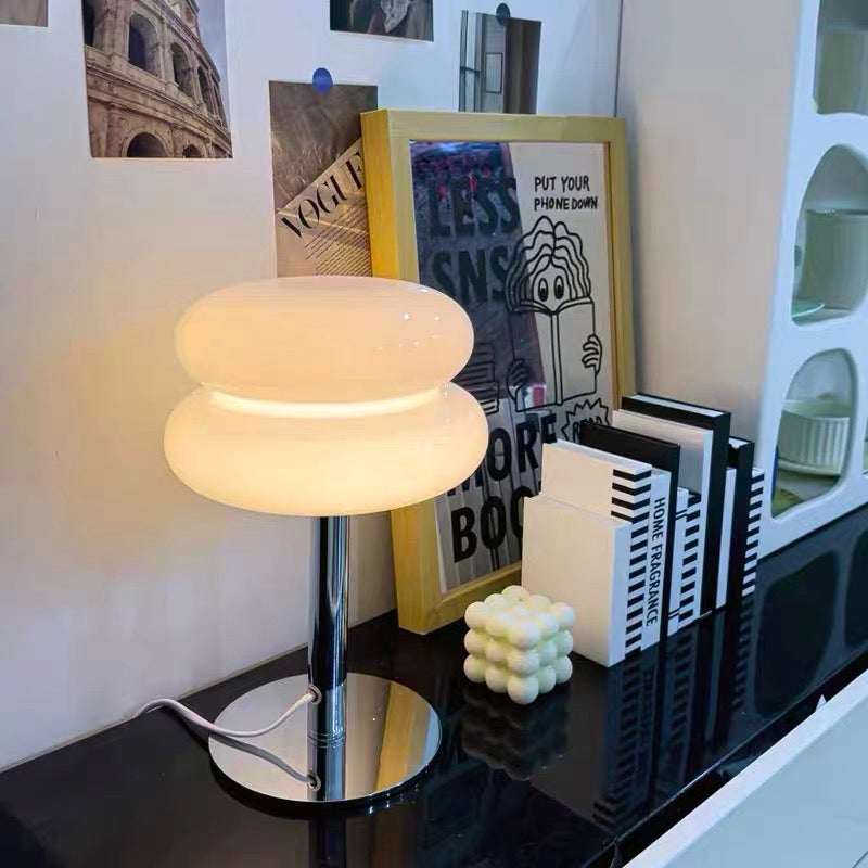 Lampe de table LED, lumière d'ambiance rétro en verre, lampe de bureau mignonne à intensité variable, lampe de chevet USB (blanc) - 3