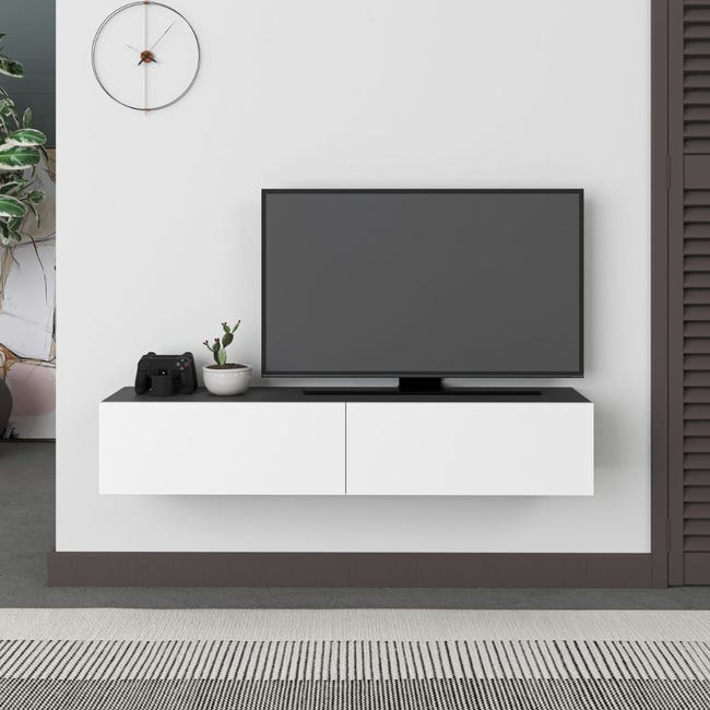 Mobile porta TV sospeso 135cm con ante a ribalta colore antracite