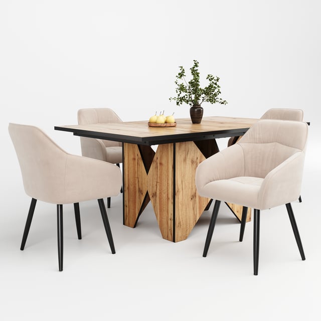 Mesa de comedor rectangular para 4 a 6 cubiertos - 138,5 x 80 x 75 cm - Madera MDF - Mesa de bistró - Marrón