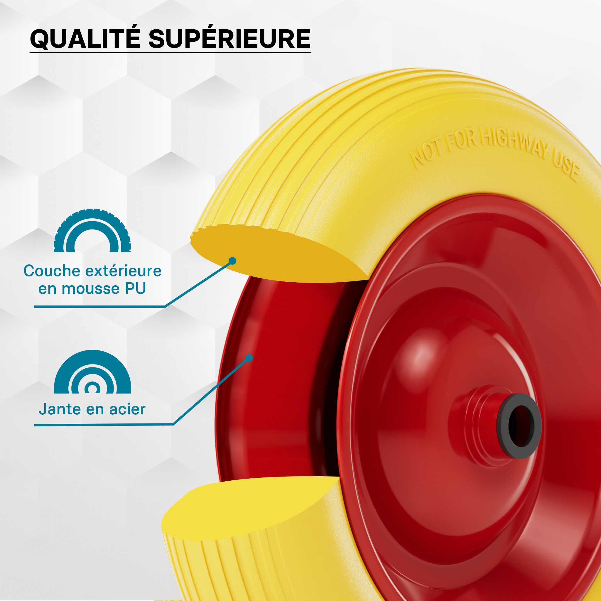 Roue complète increvable 3.50-8 pour Diable – 365 x 82 mm – en PU / Polyuréthane – profil rainuré – Capacité de charge max. 130 kg – pour… Wiltec - 3
